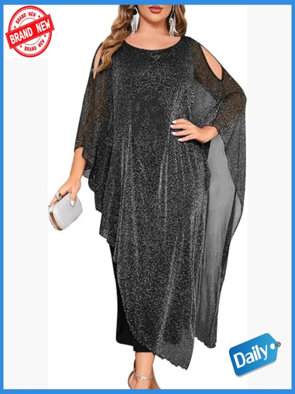 Plus Size Elegant Formal Dress with Cape Overlay Wedding Guest Mother of Bride